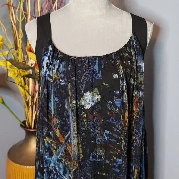 Vivienne Tam City Scape Blue Combo Dress Size Medium NWT - Picture 2 of 15